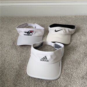 Lot of 3 White Visors Fila Adidas and Nike